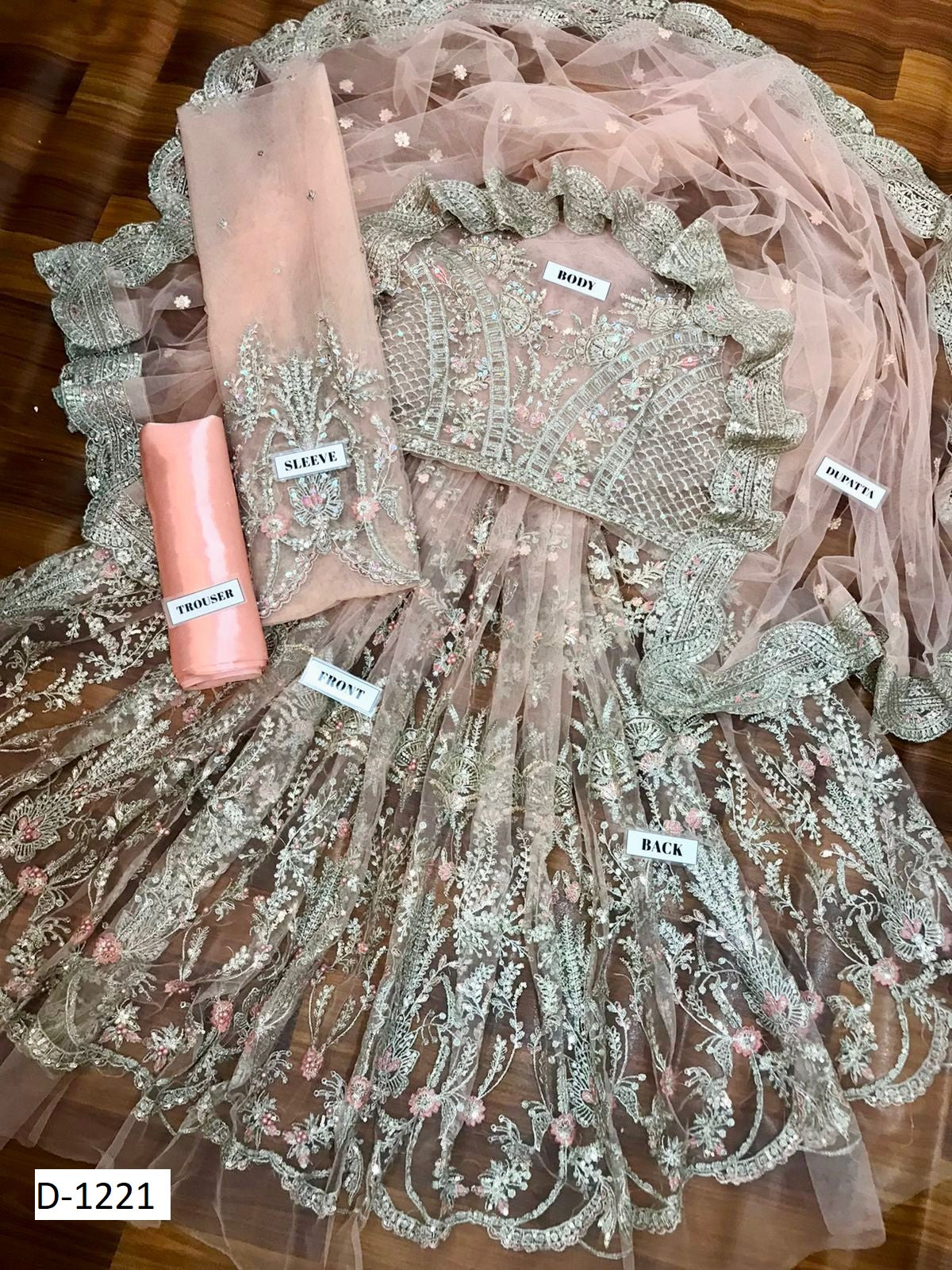 Maria B Luxury Net Frock 3-Piece with Heavy Embroidered Dupatta Unstitched UP203