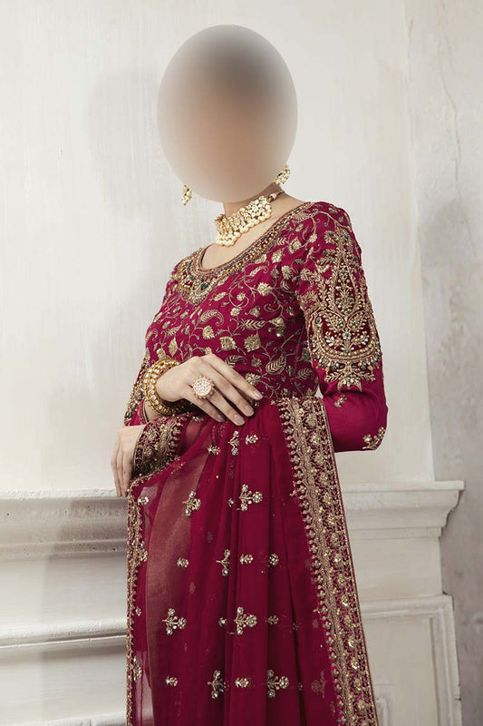Maria B Wedding Collection Saree Heavy Embroidered Net Saree UP27