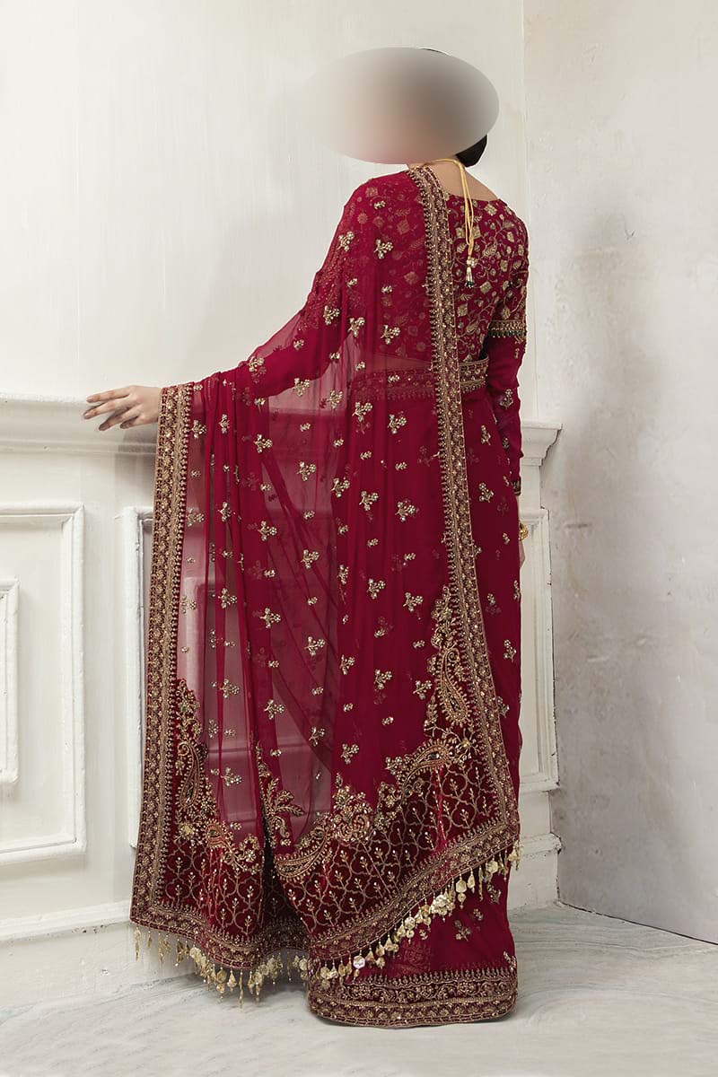 Maria B Wedding Collection Saree Heavy Embroidered Net Saree UP27