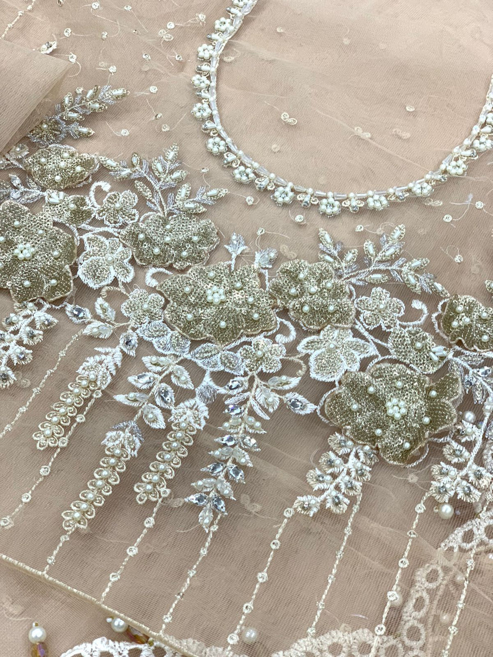 Maria B Luxury Heavy Embroidered Net Saree with Silk Petticoat Unstitched UP204