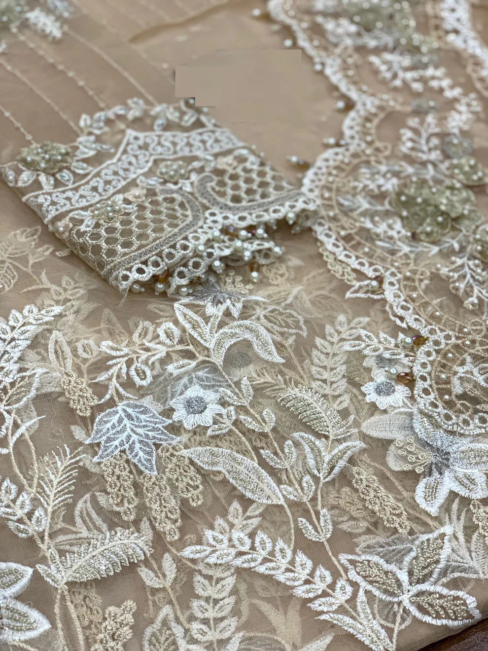 Maria B Luxury Heavy Embroidered Net Saree with Silk Petticoat Unstitched UP204