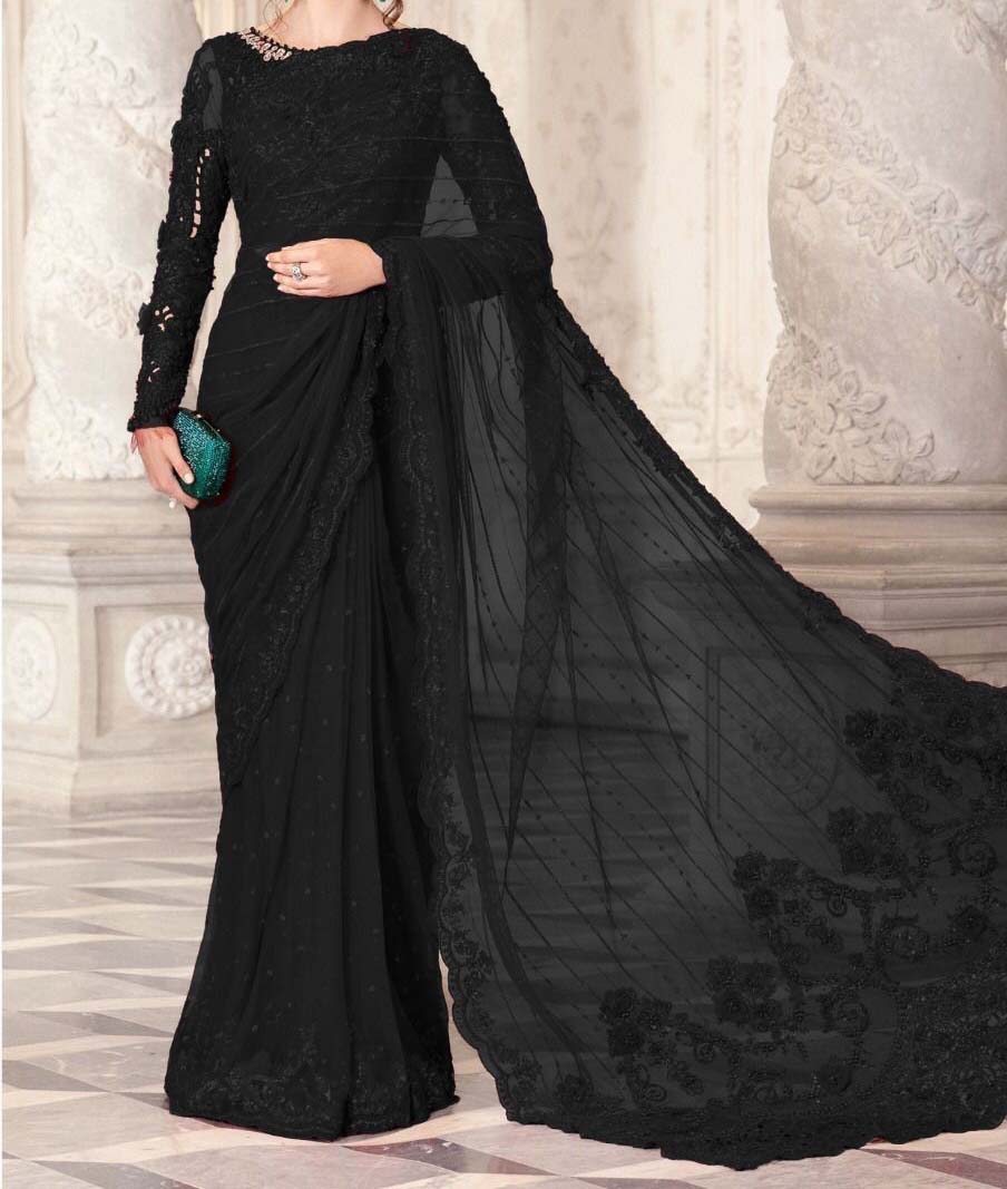 Maria B Luxury Heavy Embroidered Net Saree with Silk Petticoat UP31