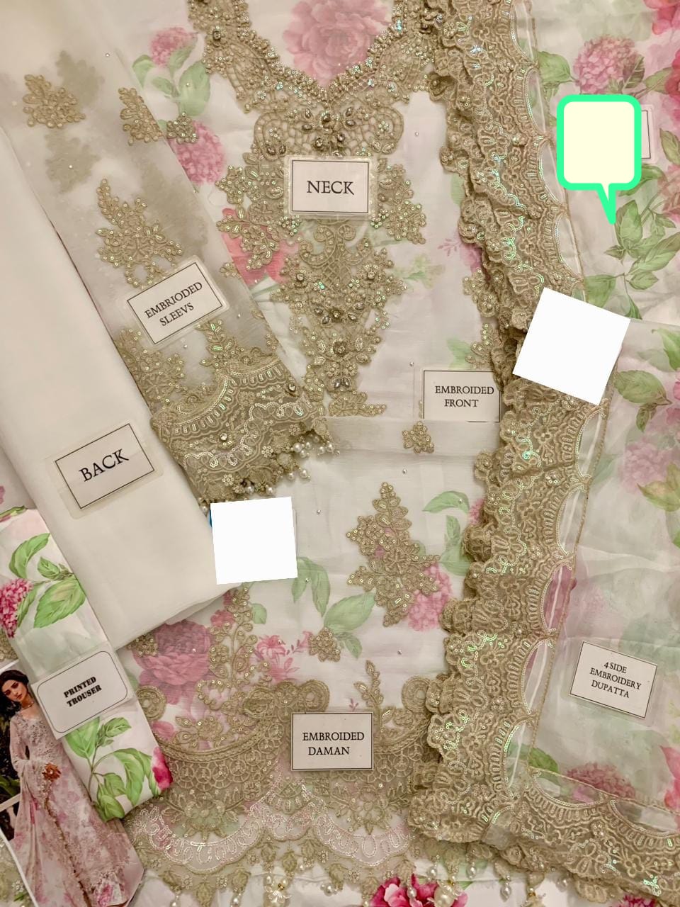 Maria B Chiffon 3-Piece with Digital Printed Dupatta & Shamoz Silk Trouser Unstitched UP165