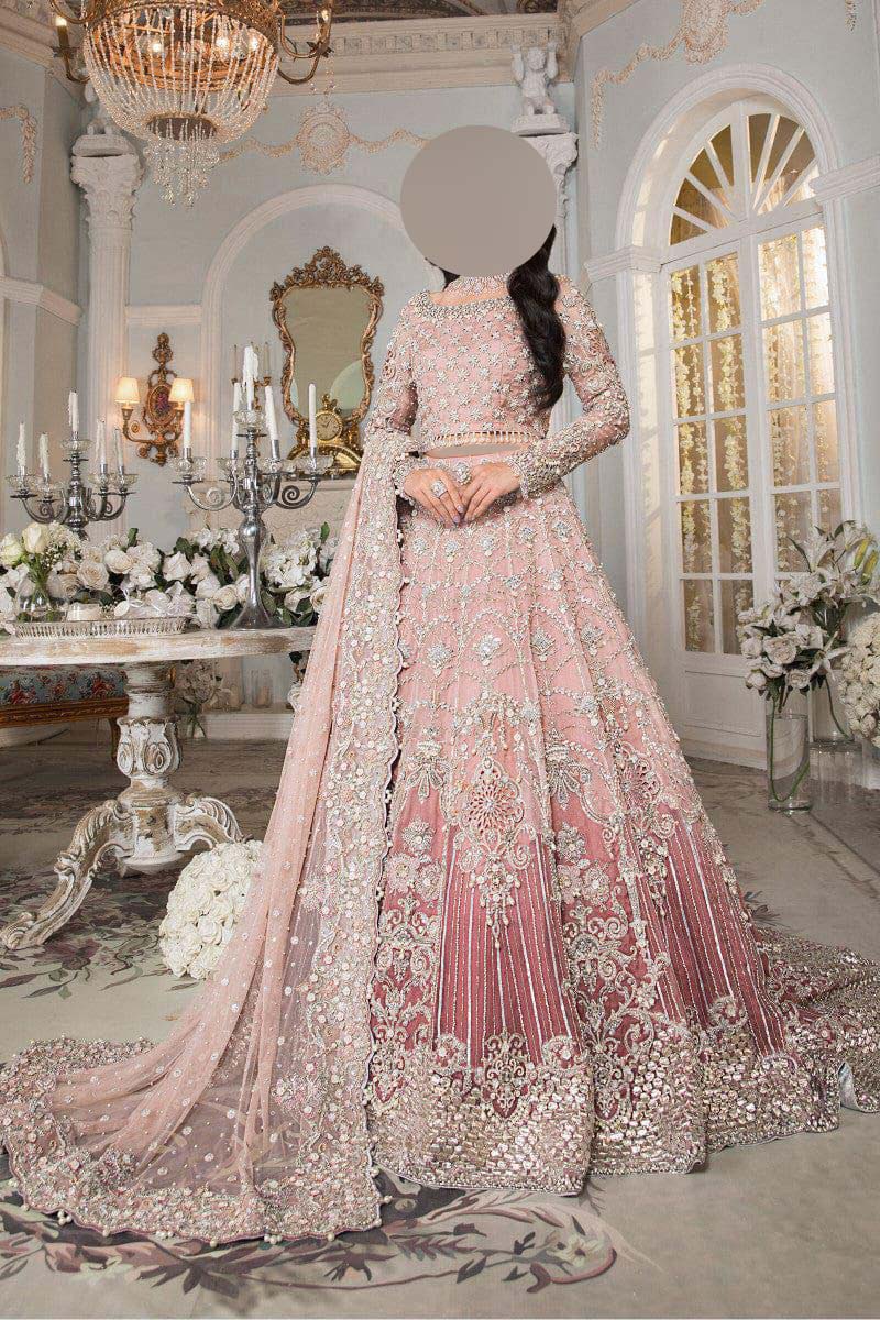 Maria B Net Frock 3-Piece with Embroidered Dupatta & Satin Silk Trouser Unstitched 2UP164