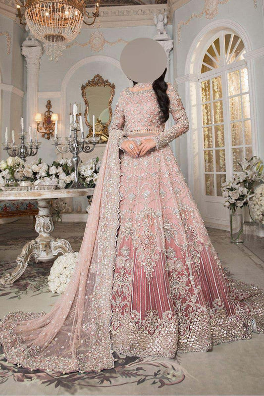 Maria B Net Frock 3-Piece with Embroidered Dupatta & Satin Silk Trouser Unstitched 2UP164