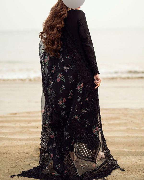 Nureh Luxury Chikankari Lawn 3-Piece with Embroidered Organza Dupatta Unstitched KSU61
