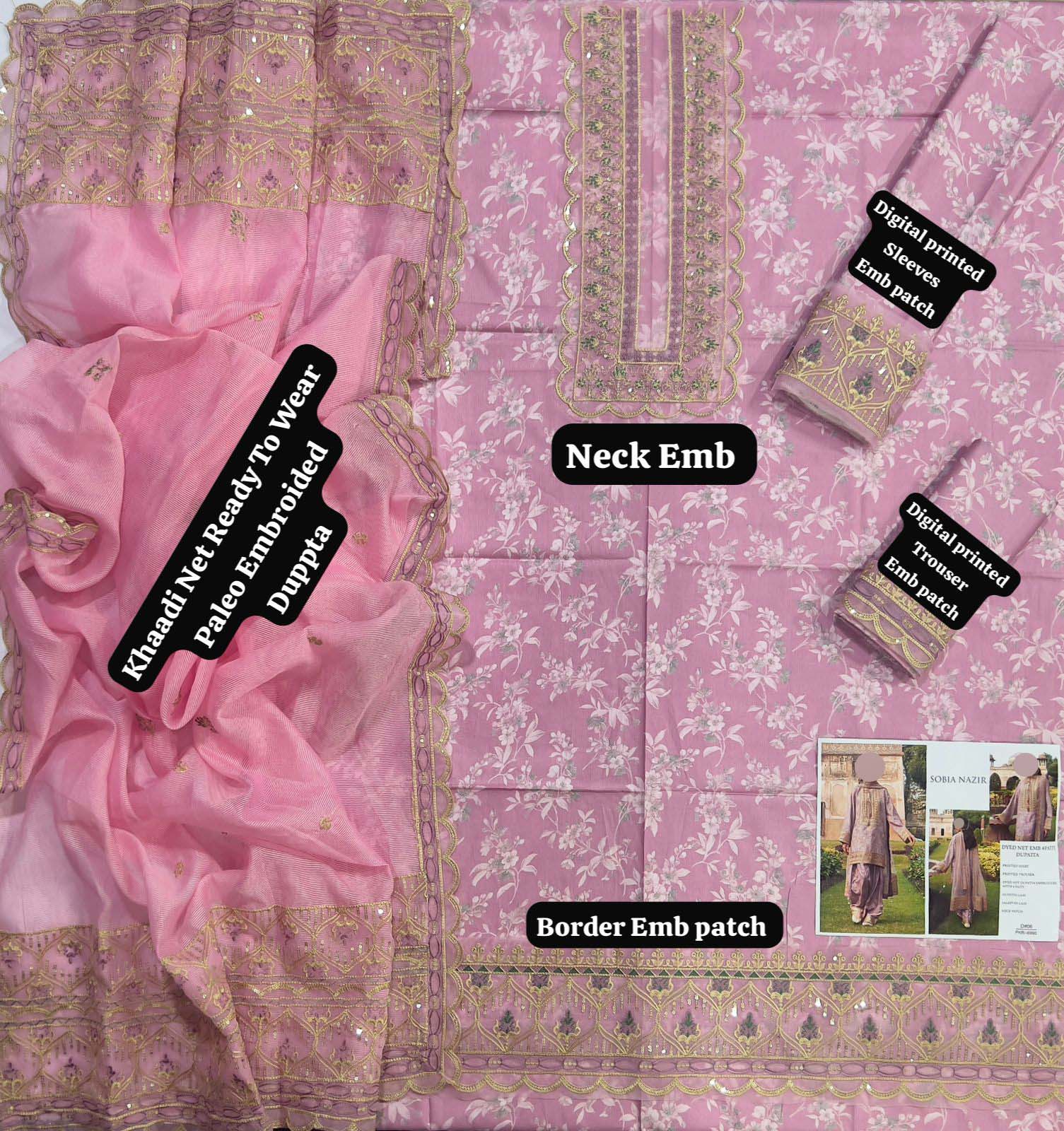 Sobia Nazir Digital Printed Lawn 3-Piece with Khaadi Net Dupatta Unstitched DPS92