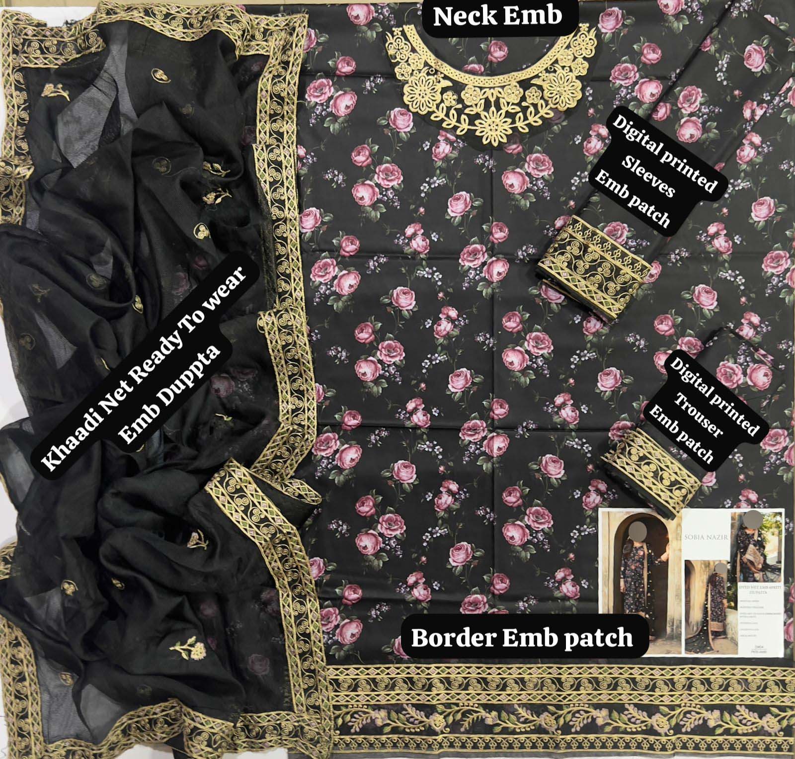 Sobia Nazir Digital Printed Lawn 3-Piece with Khaadi Net Dupatta Unstitched DPS94