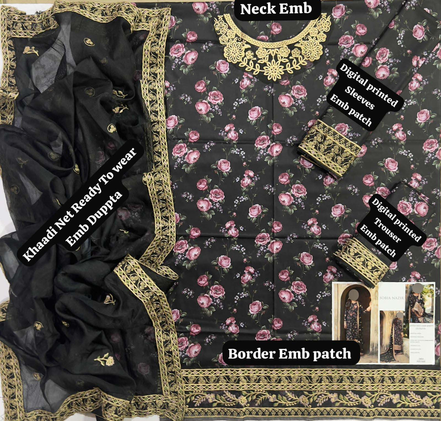 Sobia Nazir Digital Printed Lawn 3-Piece with Khaadi Net Dupatta Unstitched DPS94