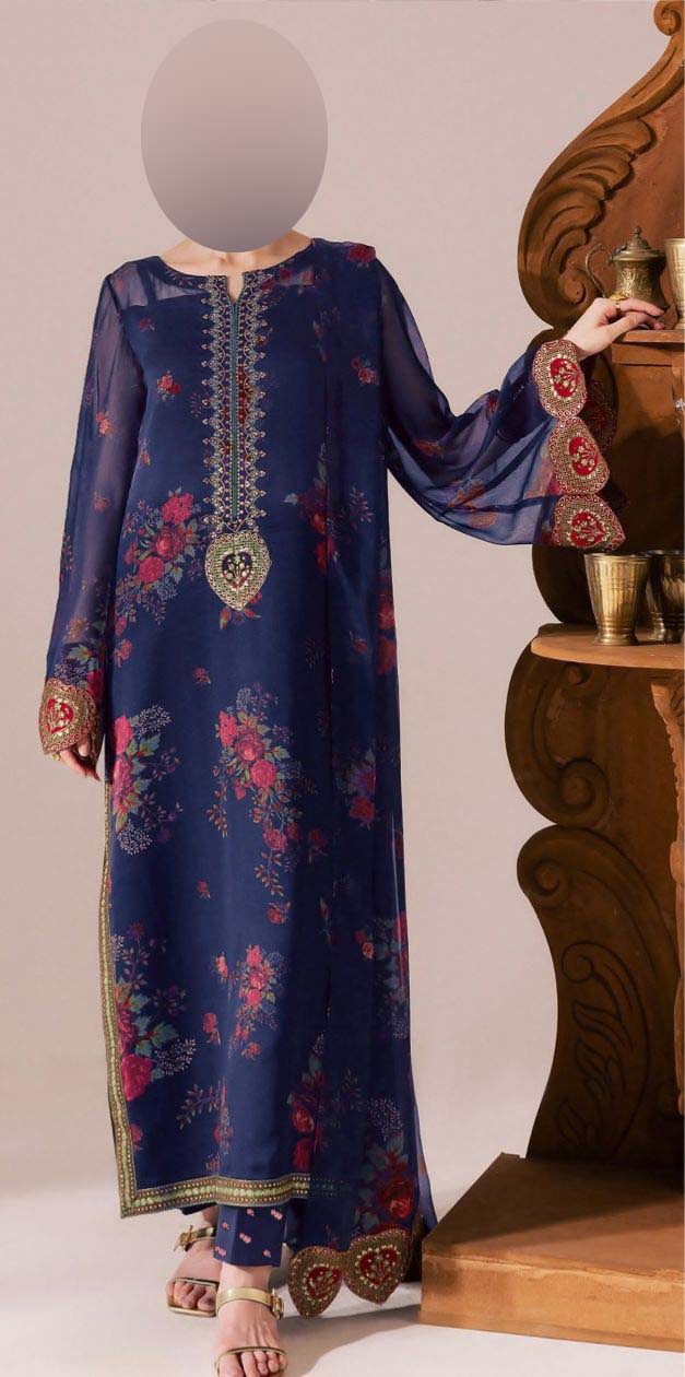 Digital Printed Lawn 3-Piece with Ready-to-Wear Chiffon Dupatta Unstitched 2DPS95