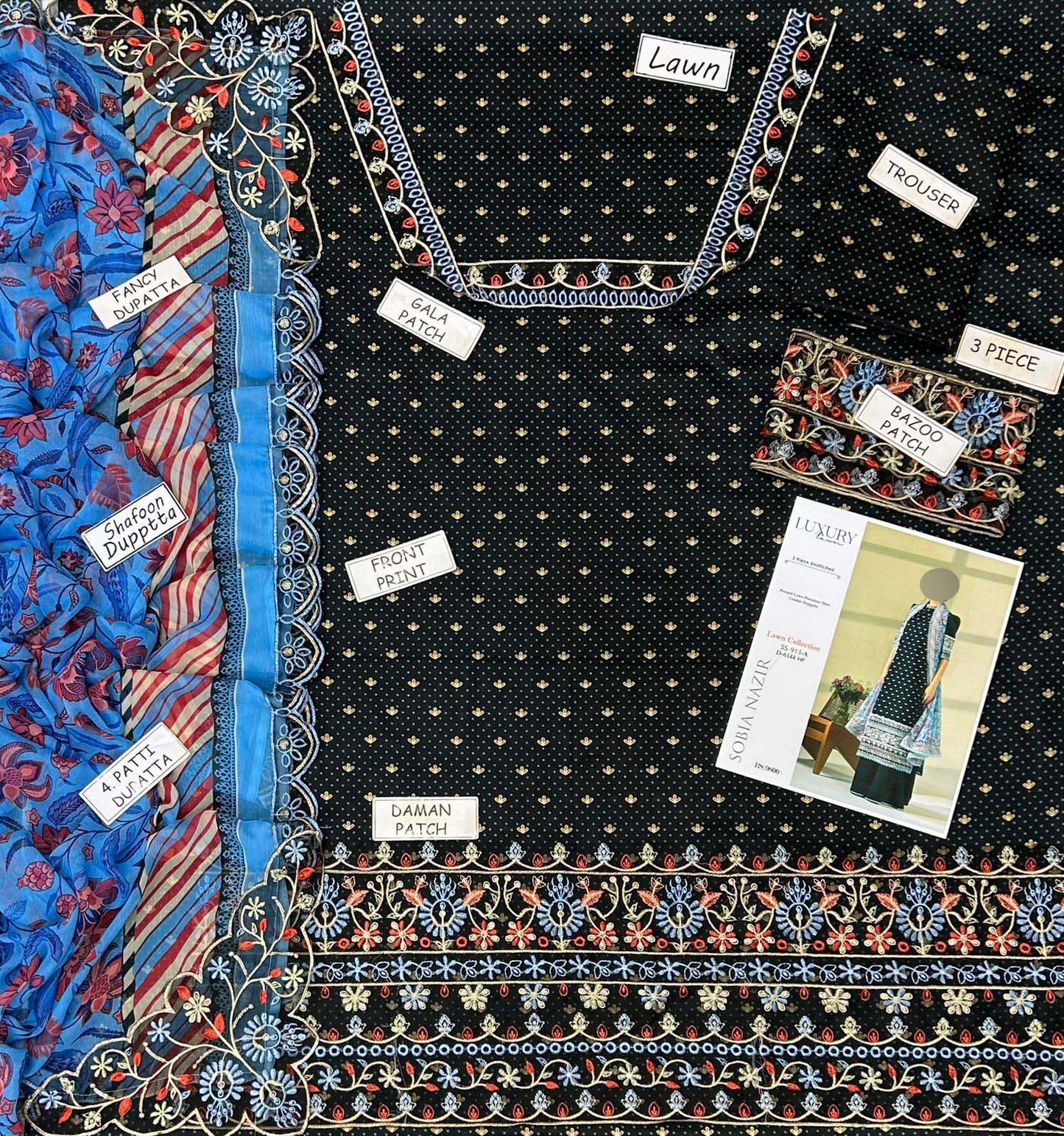 Digital Printed Lawn 3-Piece with Ready-to-Wear Chiffon Dupatta Unstitched 4DPS95