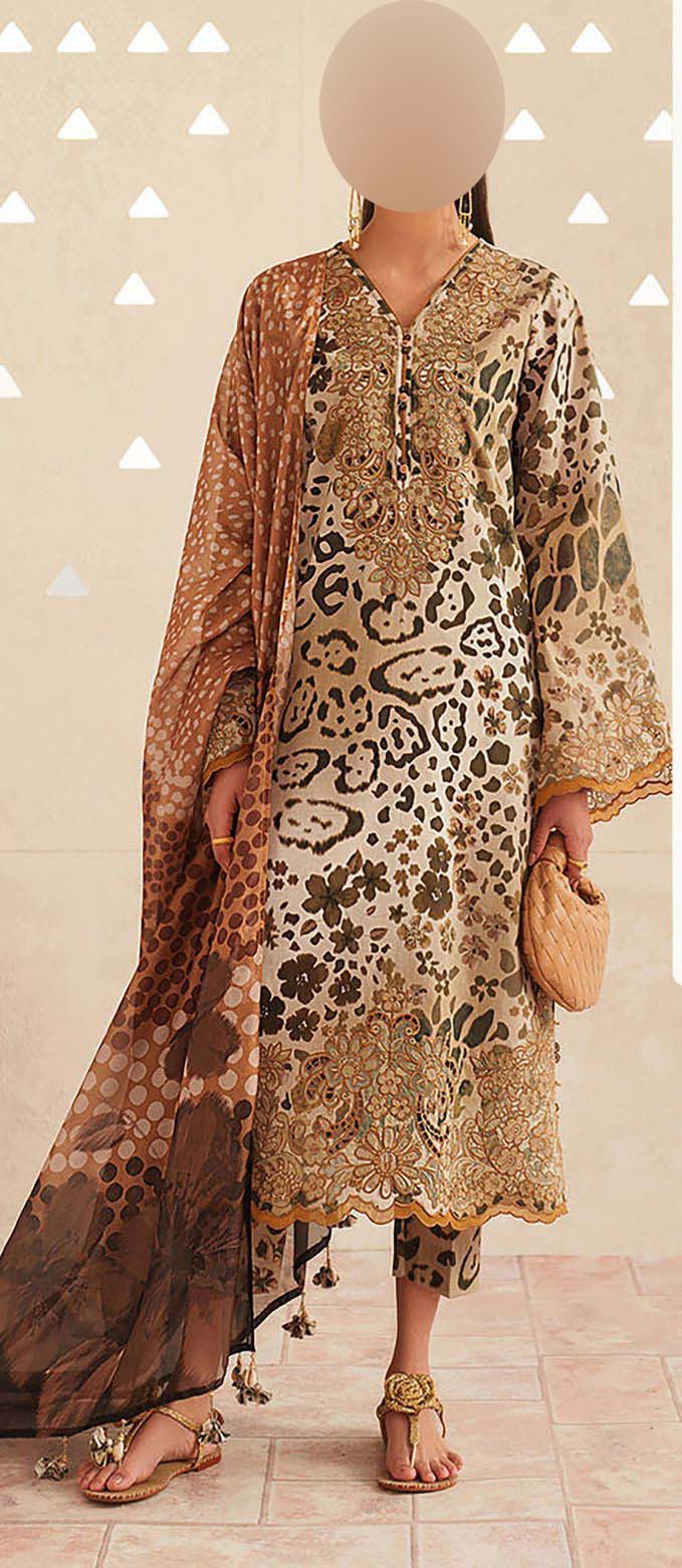 Digital Printed Lawn 3-Piece with Ready-to-Wear Chiffon Dupatta Unstitched 6DPS95