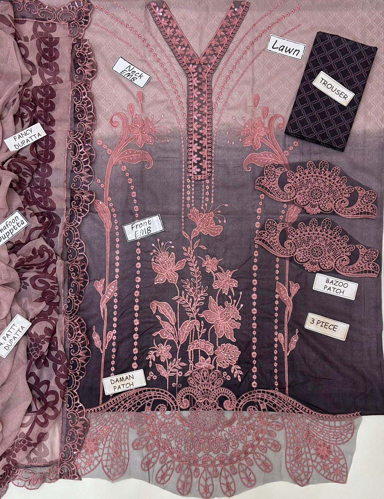 Maria B Digital Printed Lawn 3-Piece with Chiffon Dupatta Unstitched 2DPS103