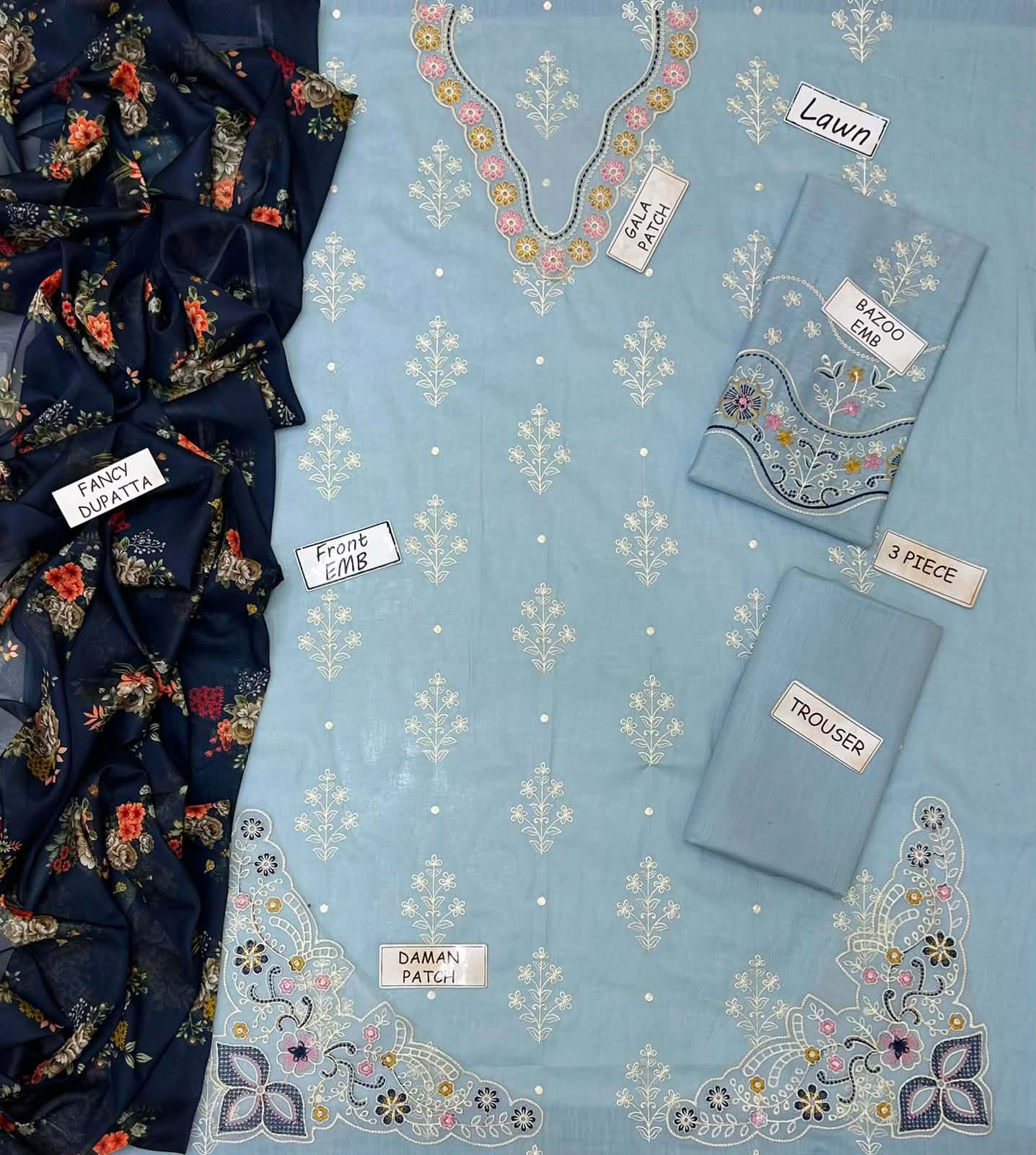 Cross Stitch Heavy Embroidered Lawn 3-Piece Suite Unstitched DPS96