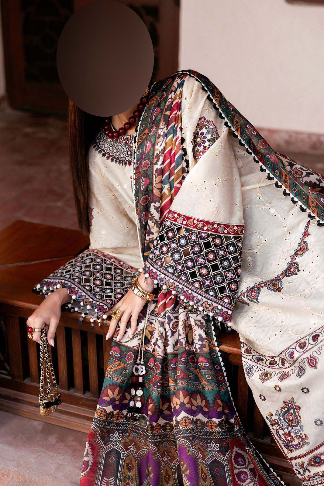 Jazmin Heavy Embroidered Lawn 3-Piece with Digital Printed Monark Dupatta Unstitched DPS105
