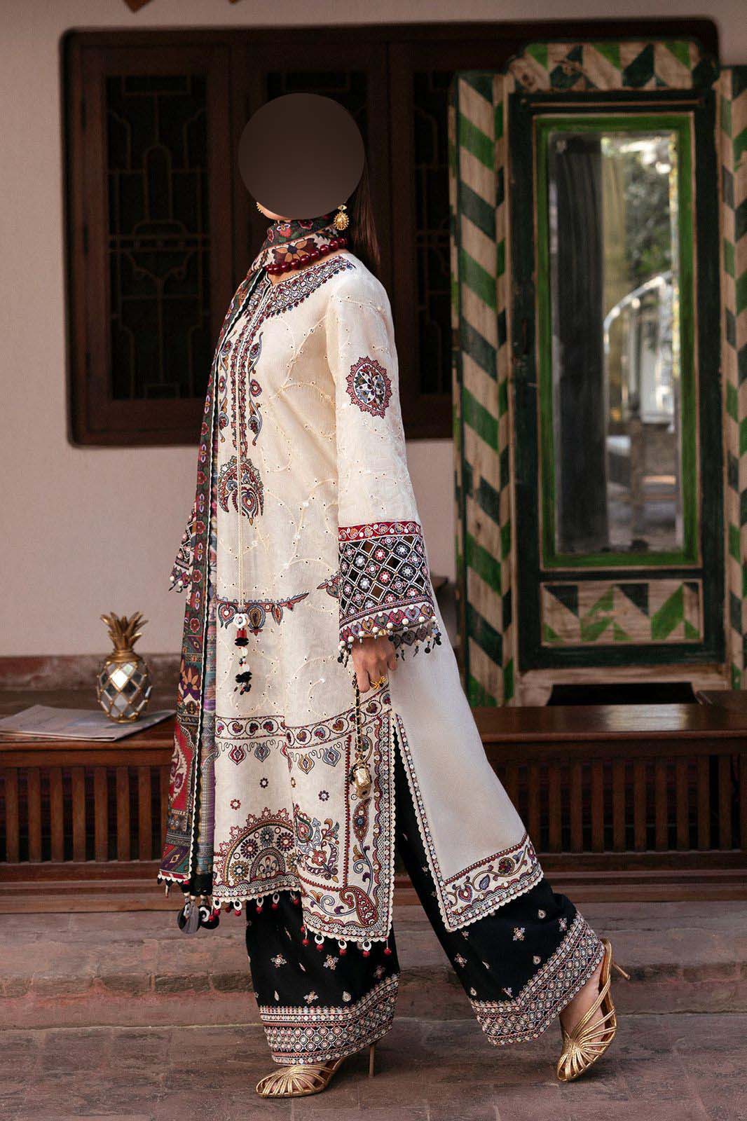 Jazmin Heavy Embroidered Lawn 3-Piece with Digital Printed Monark Dupatta Unstitched DPS105