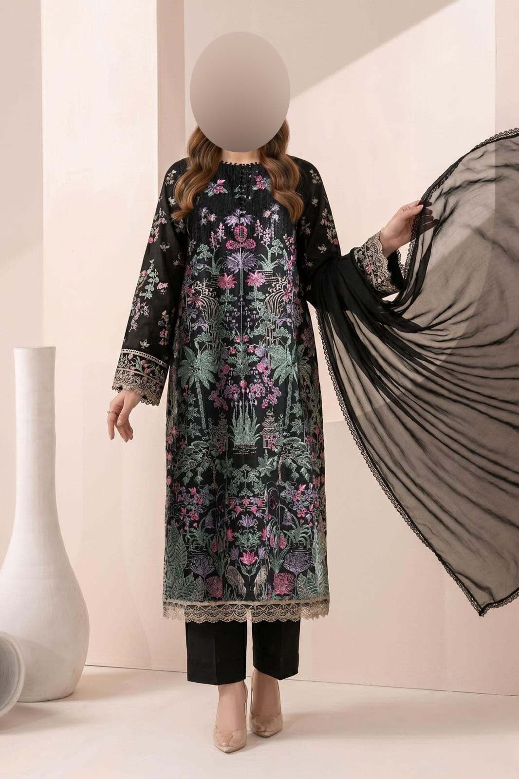 Maria B Heavy Embroidered Lawn 3-Piece with Bamber Chiffon Dupatta Unstitched DPS106