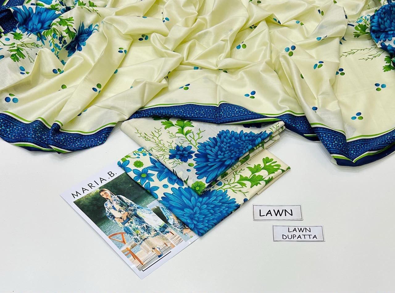 Digital Printed Lawn 3-Piece with Chiffon Dupatta Unstitched