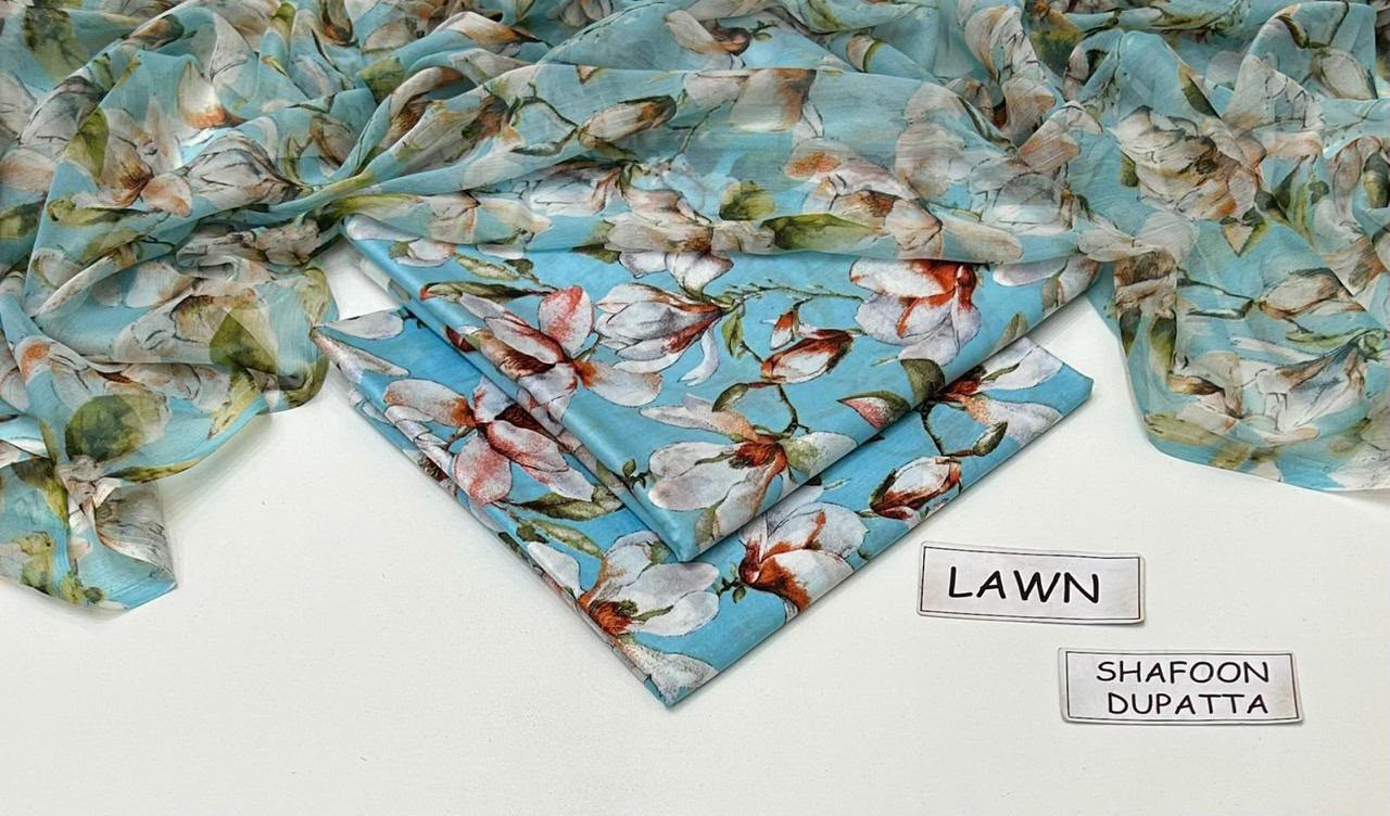Digital Printed Lawn 3-Piece with Chiffon Dupatta Unstitched