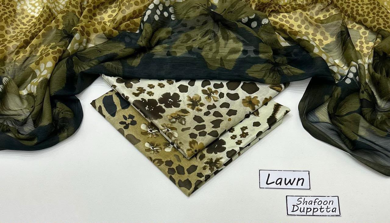 Digital Printed Lawn 3-Piece with Chiffon Dupatta Unstitched