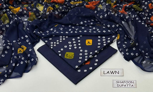 Digital Printed Lawn 3-Piece with Chiffon Dupatta Unstitched