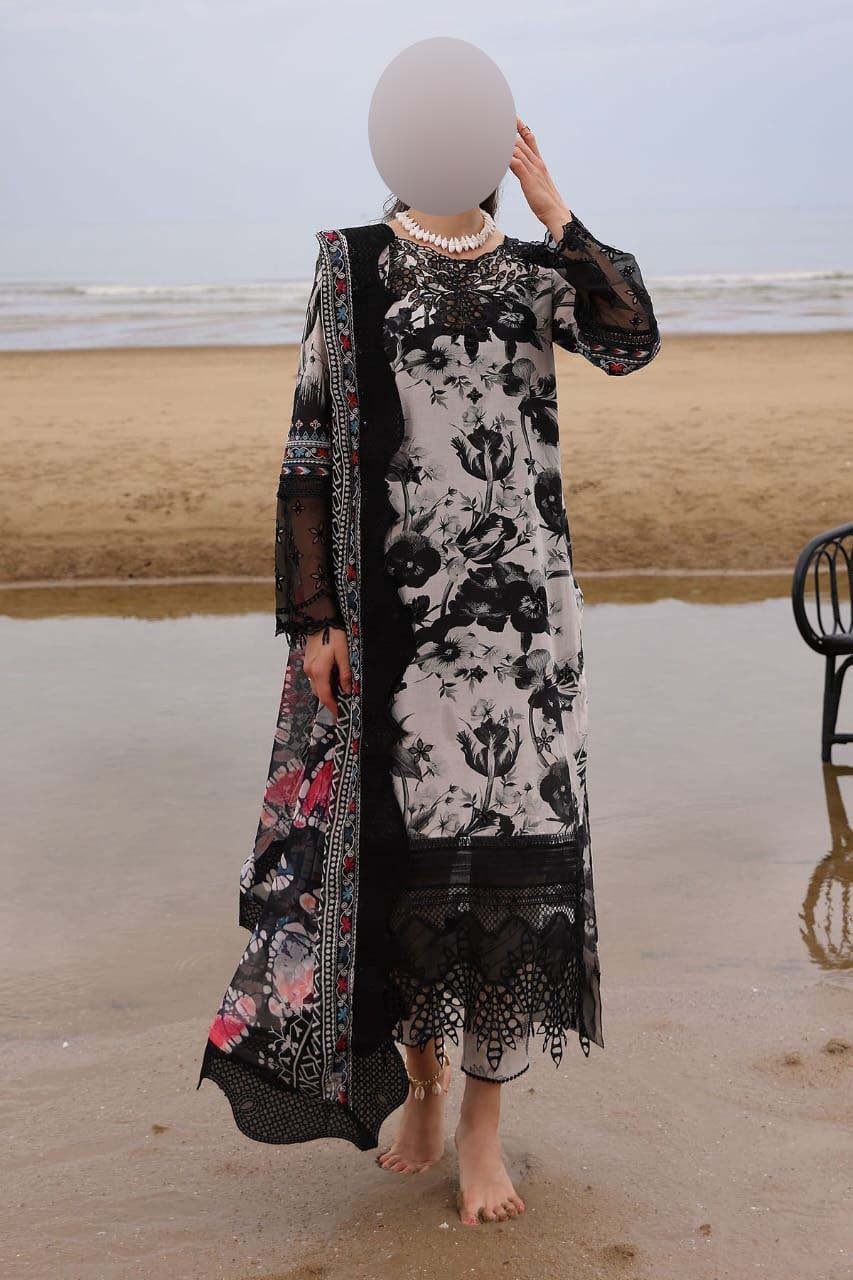 Nureh Digital Printed Lawn 3-Piece with Chiffon Dupatta Unstitched NF61
