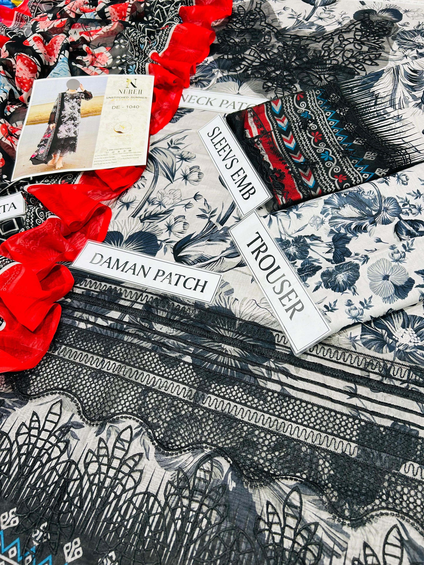 Nureh Digital Printed Lawn 3-Piece with Chiffon Dupatta Unstitched NF61