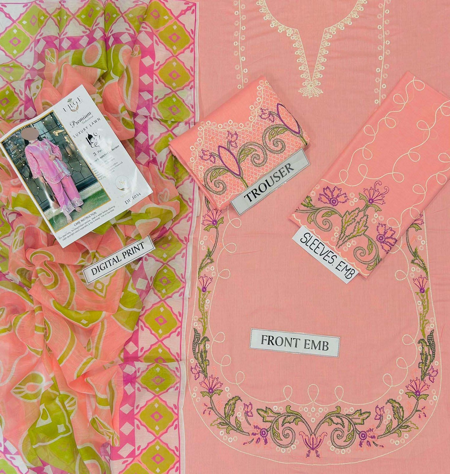 Premium Air-Jet Lawn 3-Piece with Swiss Voile Dupatta Unstitched NF60
