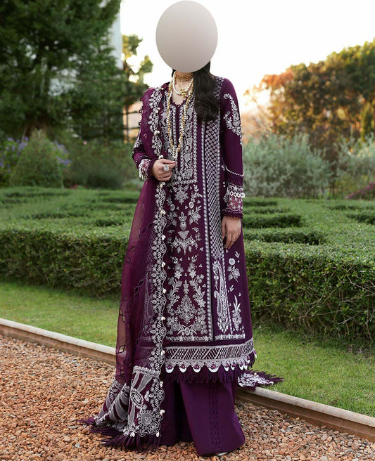 Crimson Chikankari Cotton 3-Piece unstitched Suit KSA65