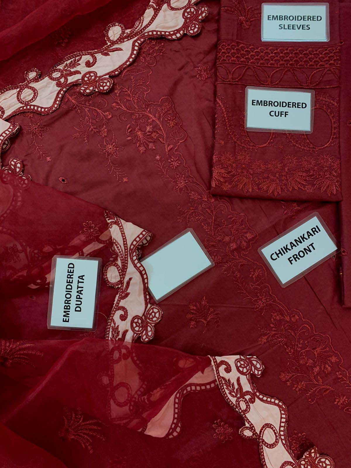 Qalamkar Chikankari Cotton 3-Piece Untitched Suit KSA66
