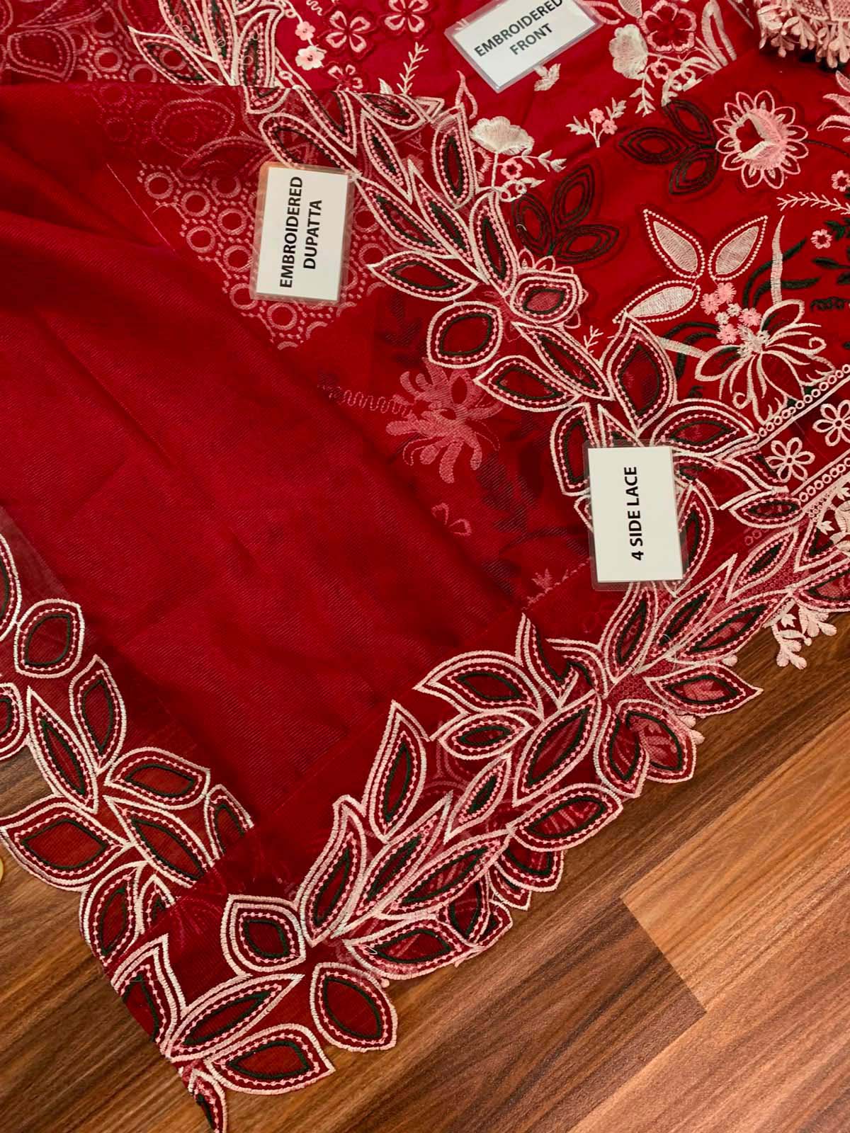 Mahnur Chikankari Cotton 3-Piece Unstitched Suit with Khaddi Net Dupatta KSA69