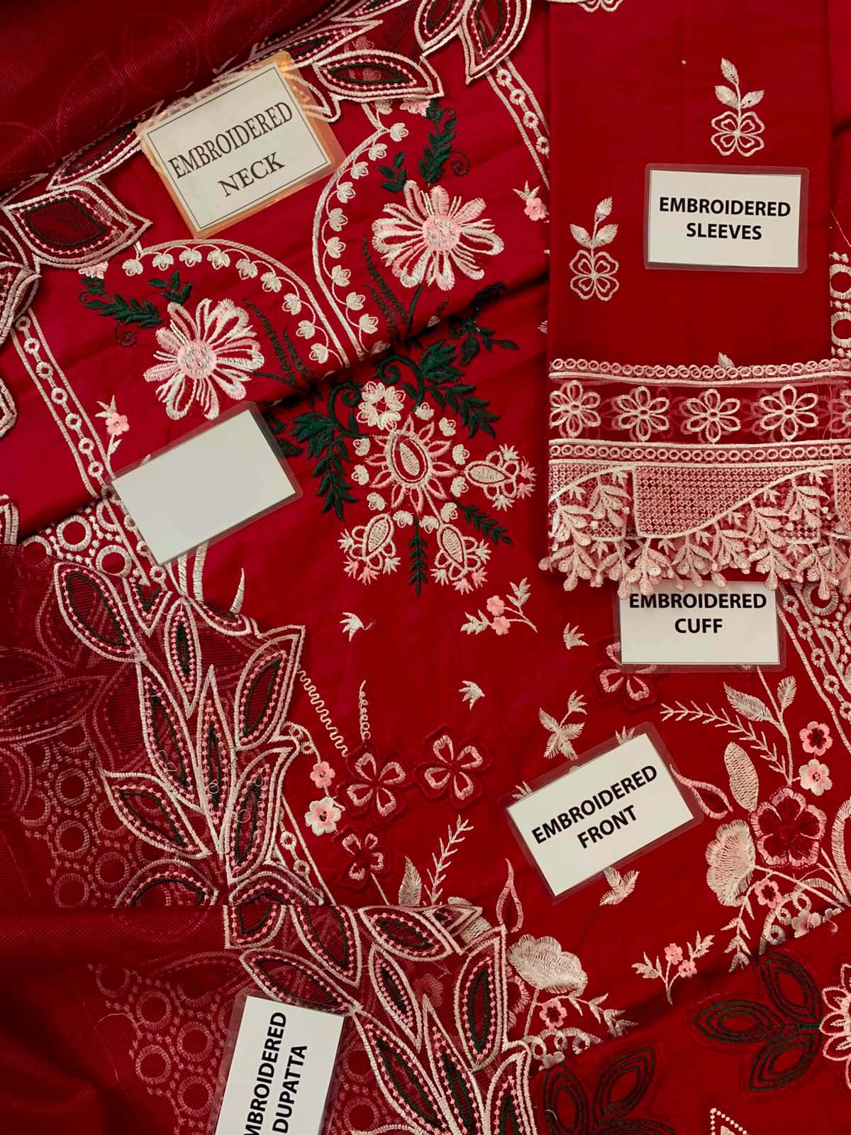 Mahnur Chikankari Cotton 3-Piece Unstitched Suit with Khaddi Net Dupatta KSA69