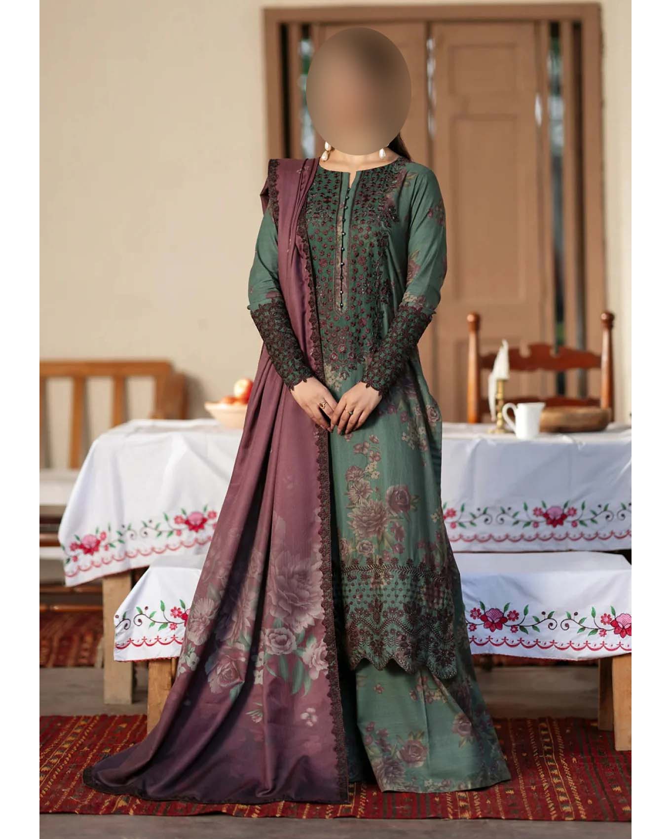 Printed Lawn 3-Piece Suit with Chiffon Dupatta KS79MX01