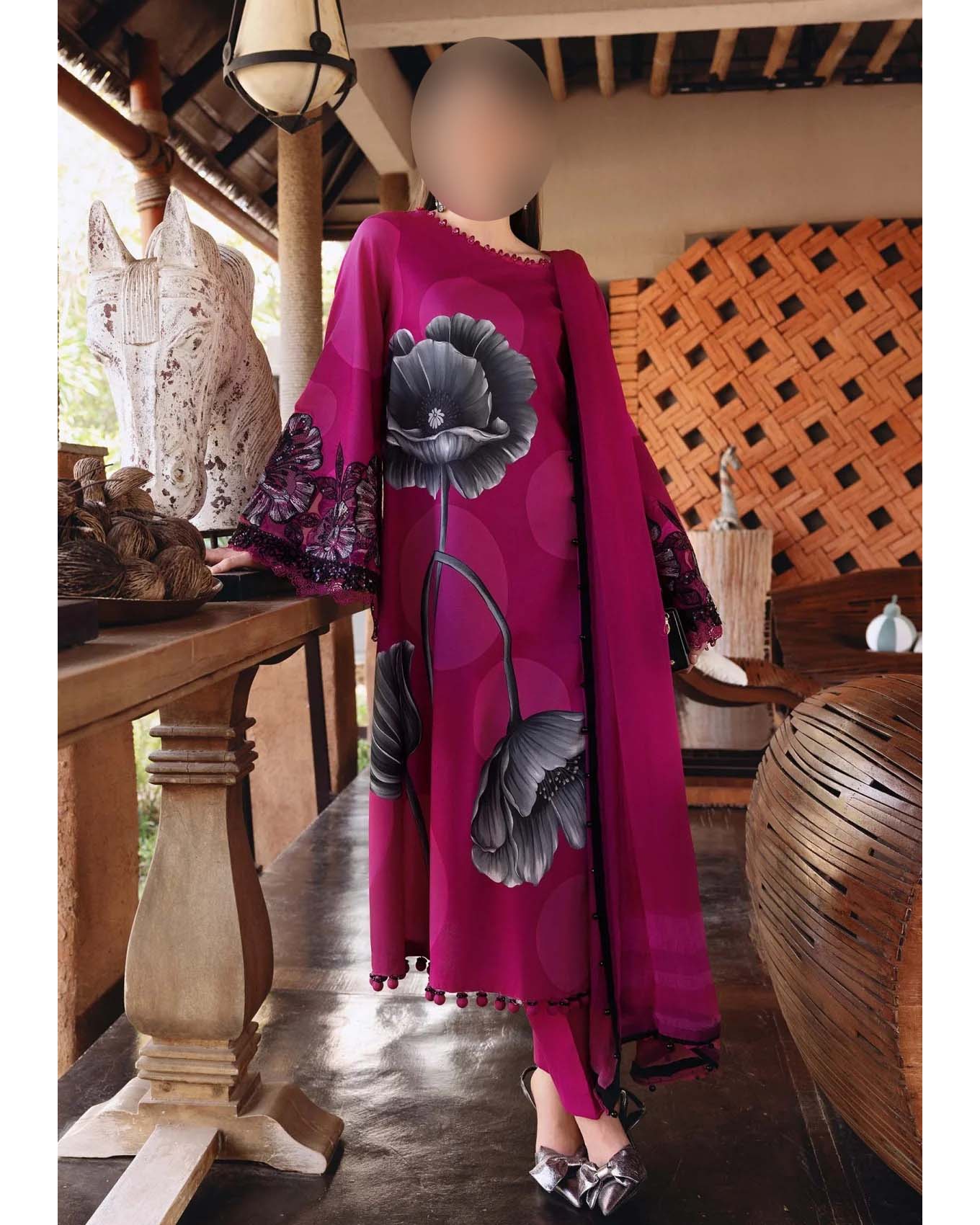 Printed Lawn 3-Piece Suit with Chiffon Dupatta KS79MX02