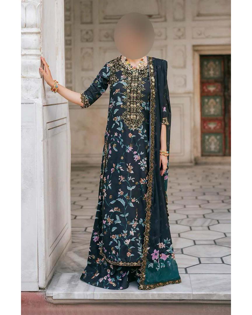 Printed Lawn 3-Piece Suit with Chiffon Dupatta KS79MX01
