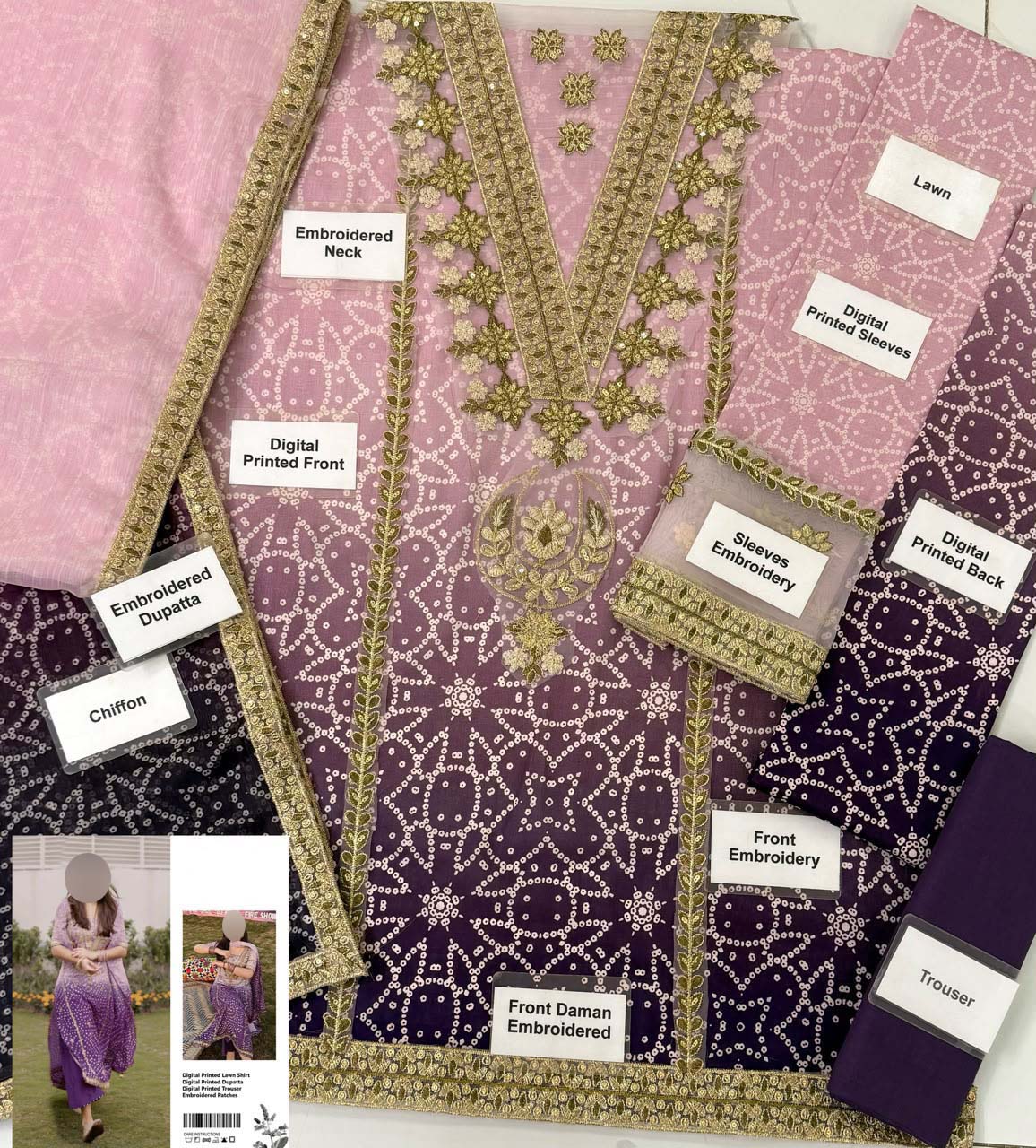 Printed Lawn 3-Piece Suit with Chiffon Dupatta KS79MX01
