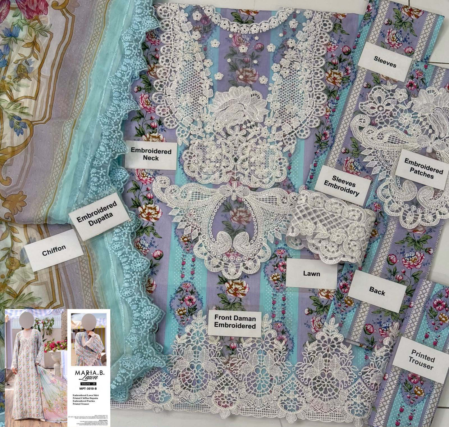 Printed Lawn 3-Piece Suit with Chiffon Dupatta KS79MX01