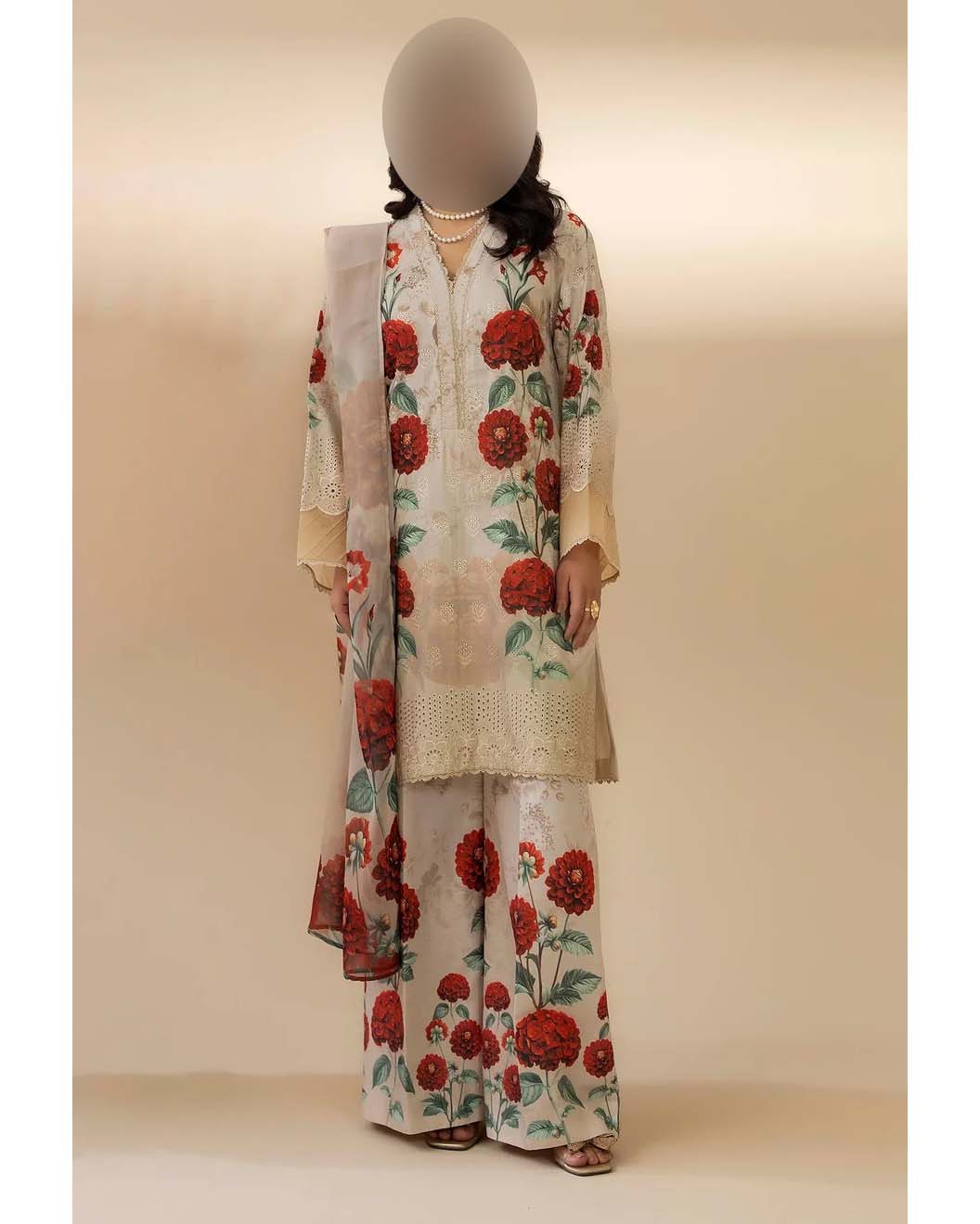 Printed Lawn 3-Piece Suit with Chiffon Dupatta KS79MX01