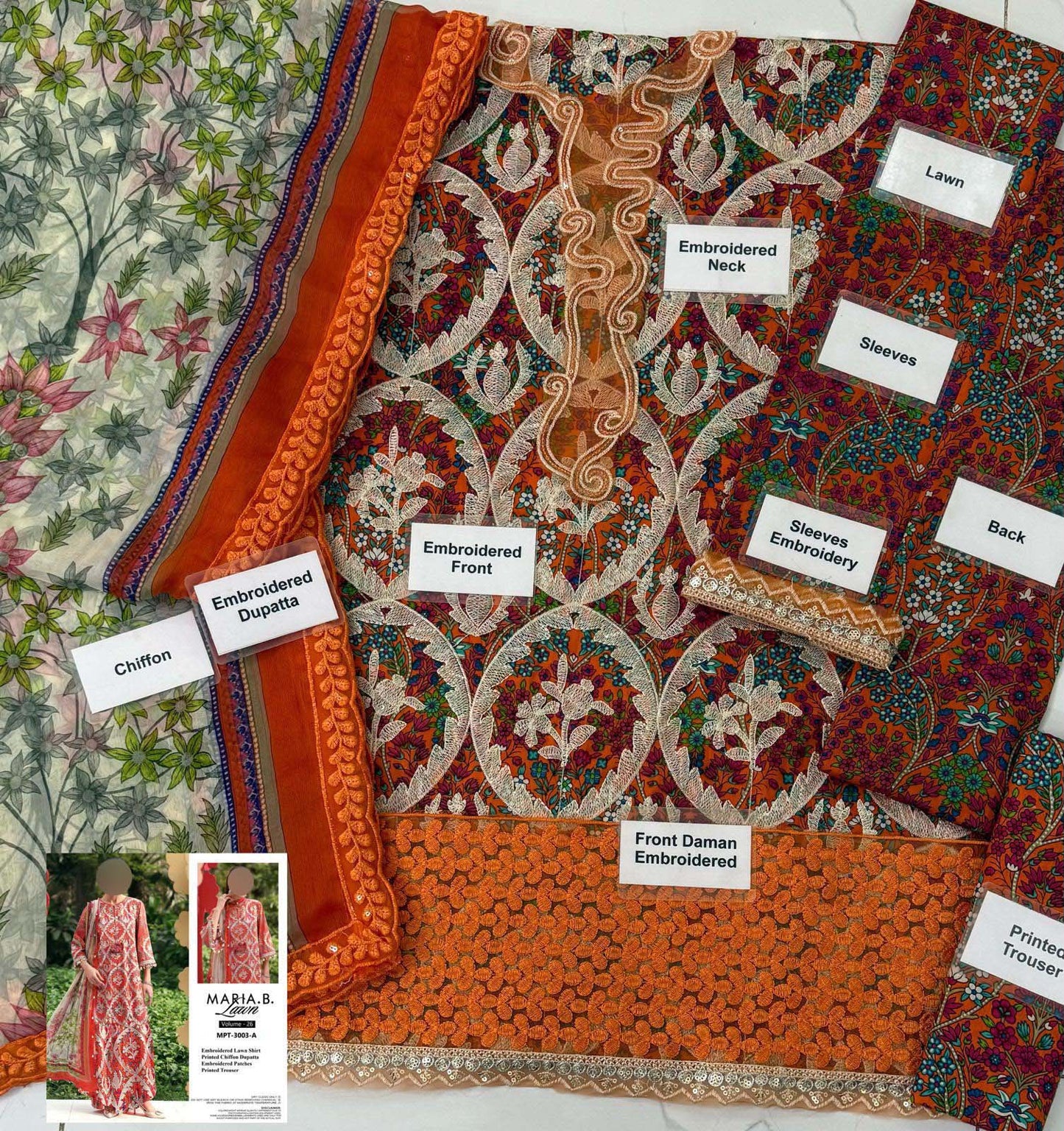 Printed Lawn 3-Piece Suit with Chiffon Dupatta KS79MX014