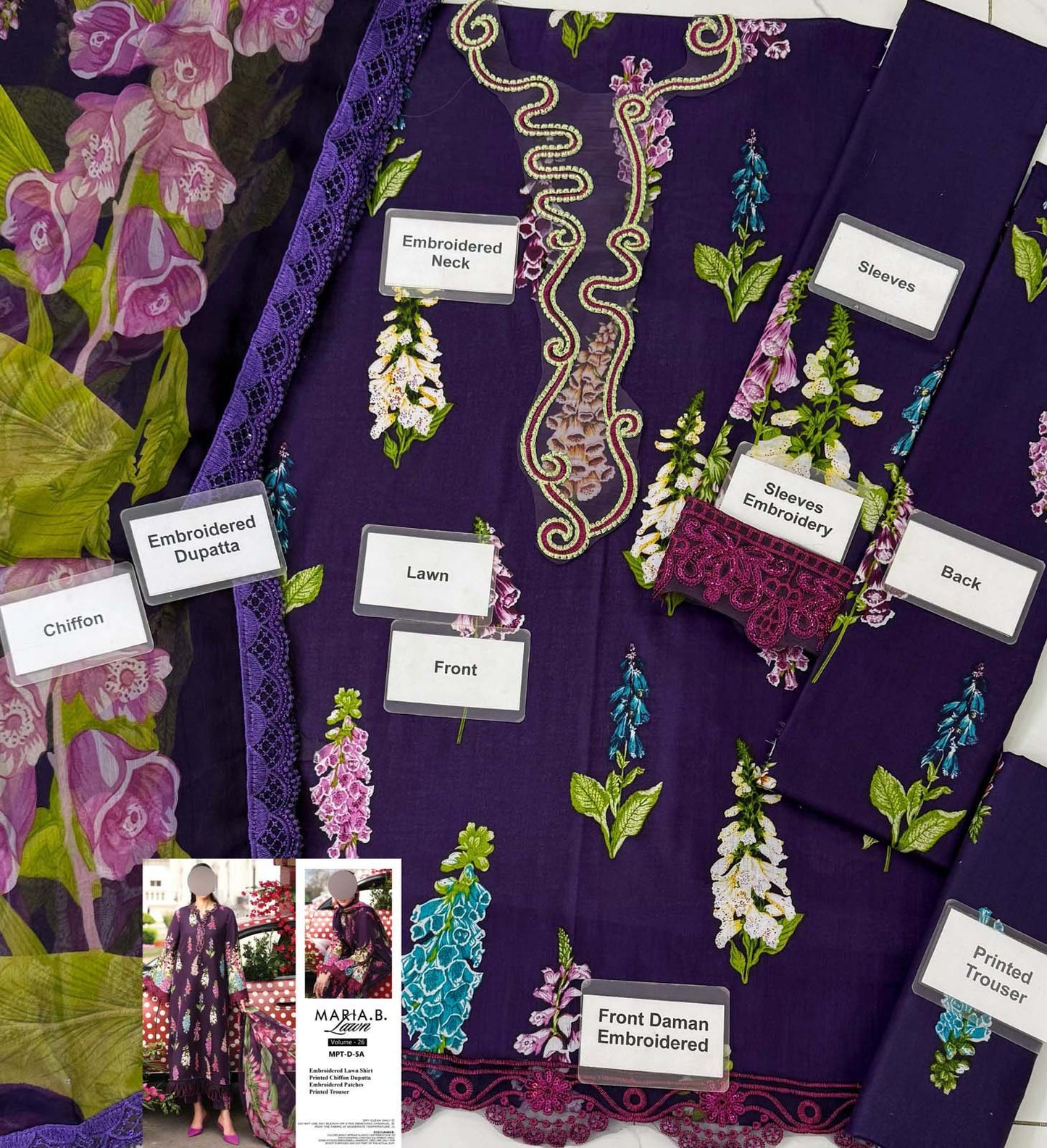 Printed Lawn 3-Piece Suit with Chiffon Dupatta KS79MX016