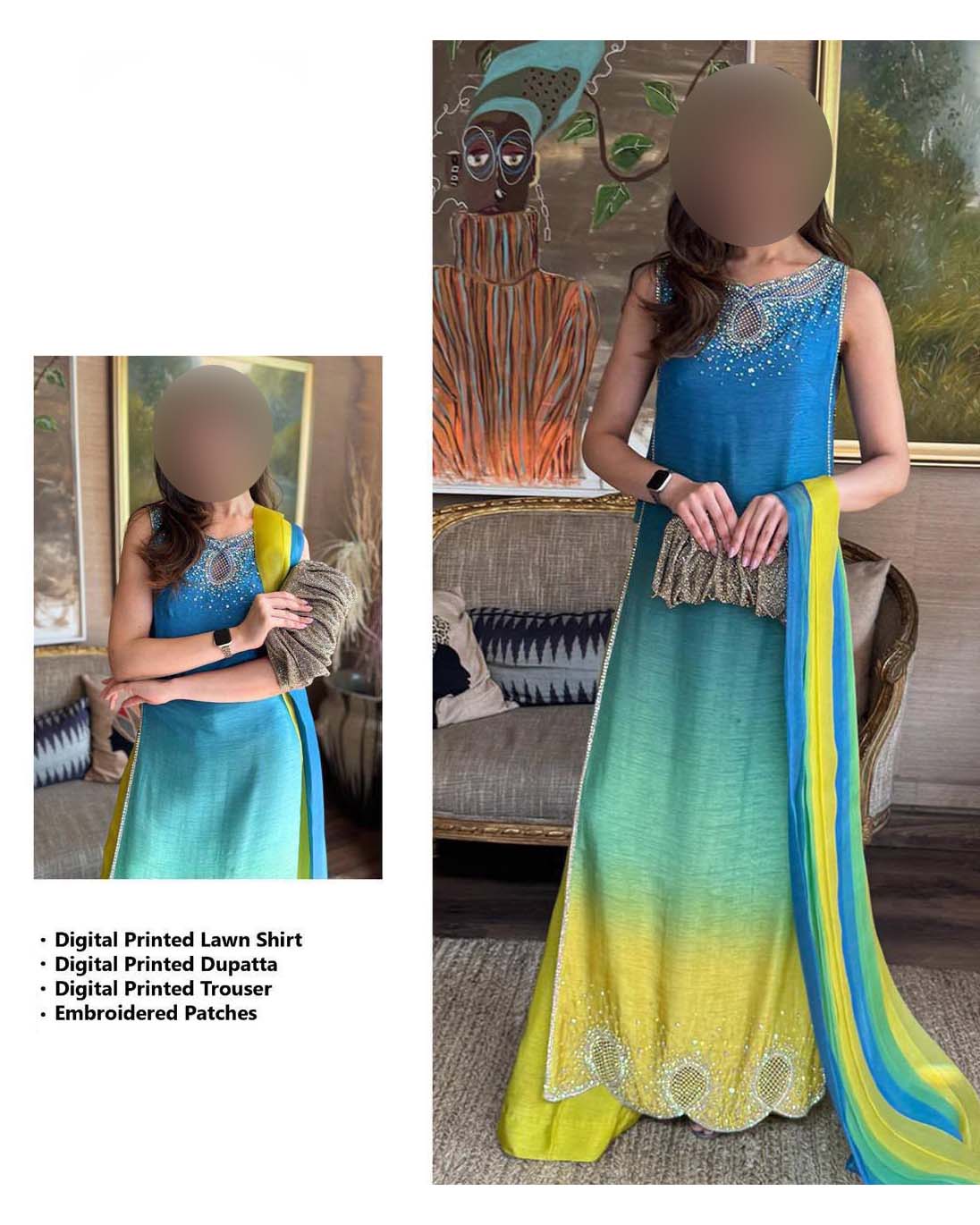 Printed Lawn 3-Piece Suit with Chiffon Dupatta KS79MX018