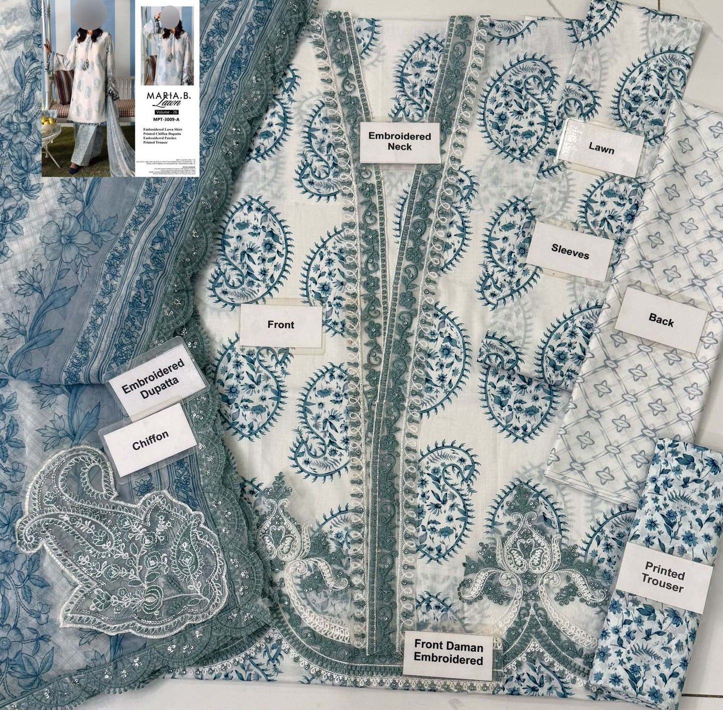 Printed Lawn 3-Piece Suit with Chiffon Dupatta KS79MX019