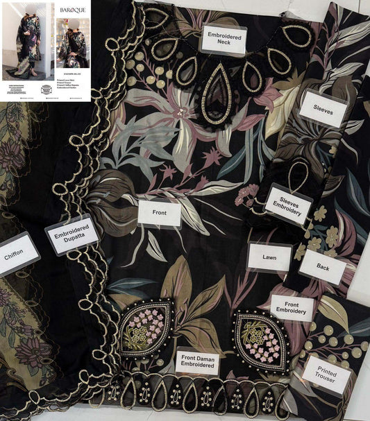 Printed Lawn 3-Piece Suit with Chiffon Dupatta KS79MX023
