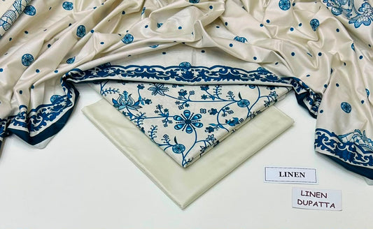 Premium Digital Printed Linen 3-Piece Suit 220-2