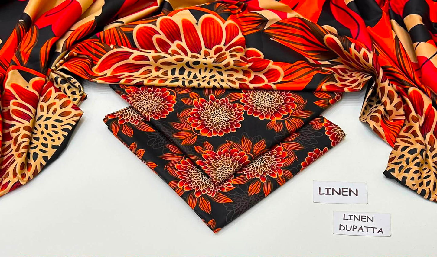 Premium Digital Printed Linen 3-Piece Suit 220-10