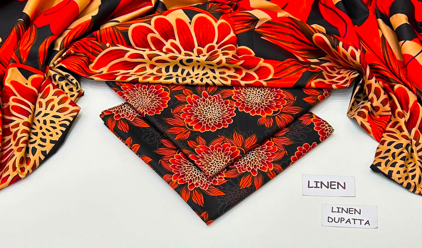 Premium Digital Printed Linen 3-Piece Suit 220-14