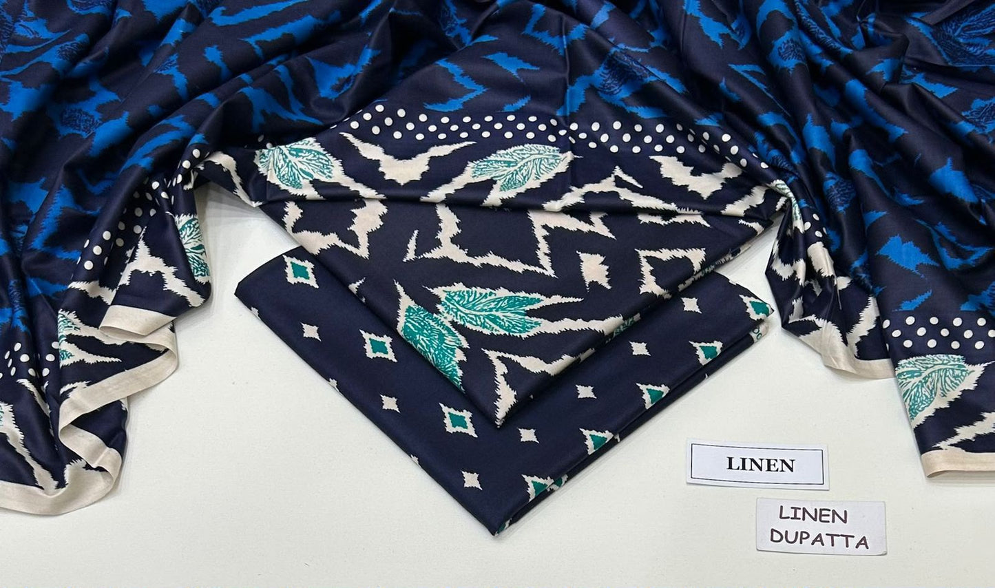 Premium Digital Printed Linen 3-Piece Suit 220-24