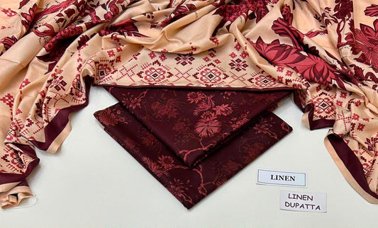 Premium Digital Printed Linen 3-Piece Suit 220-30
