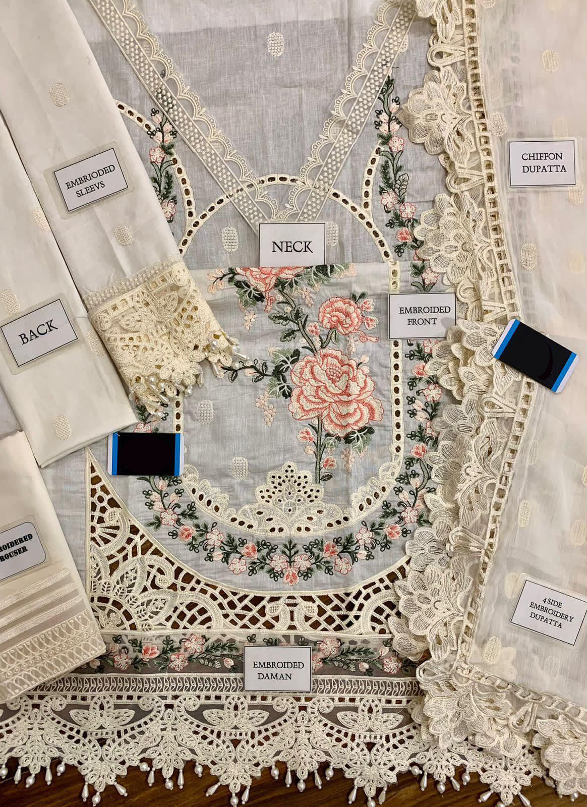 Maria B 3-Piece Luxury Embroidered Chikankari Lawn Suit 80MX002
