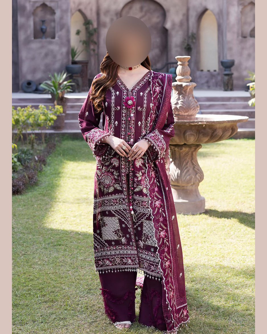 3-Piece Luxury Embroidered Chikankari Lawn Suit 80MX011